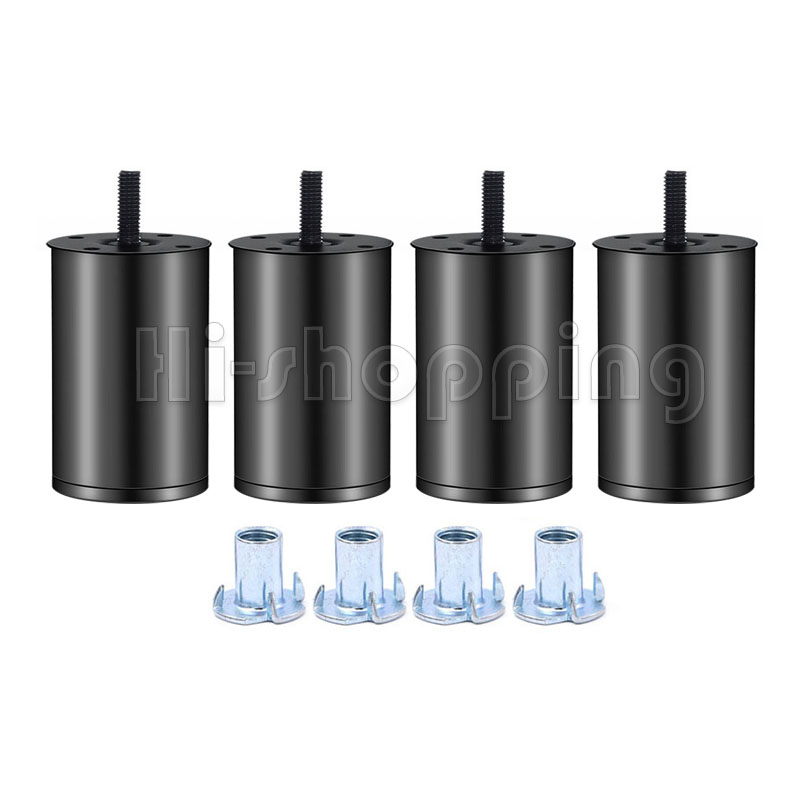 Pernas redondas de metal para sofá, 4 unidades, substituição de móveis com parafusos de cabide m8 para cadeira, sofá, cômoda, armário, loveseats, cama otomana