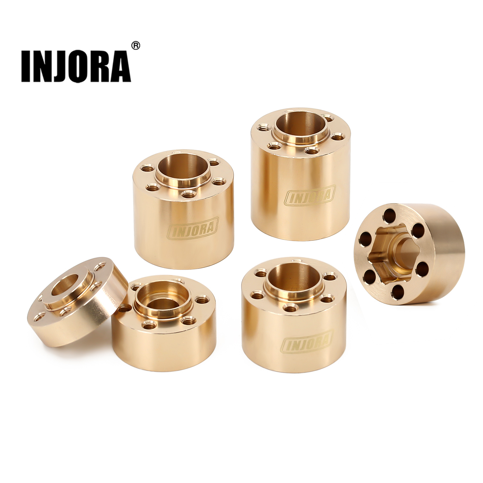 Injora adaptador de cubo sextavado de roda de latão para 1.9 2.2 beadlock aro de roda rc crawler carro axial scx10 capra trx4 trx6 VS4-10 gen8