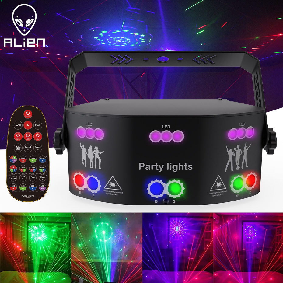 ALIEN 15 EYE RGB Disco DJ Strahl Laserlicht Projektor DMX Remote Strobe Bühnenbeleuchtung Effekt Weihnachten Party Urlaub Halloween Lichter