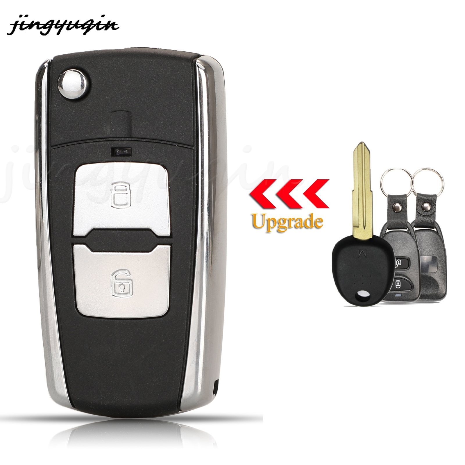 Jingyuqin – coque de clé de voiture modifiée à 2 boutons, pour KIA Sportage Spectra Rio Morning, Hyundai Santa Tucson Verna Aceent Avante