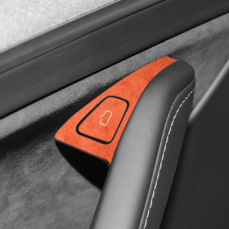 Adesivo Protettivo in Pelle Scamosciata per Pulsanti Porta Auto Tesla Model 3 (2019-2022) / Model Y (2019~), Accessori Interni Anti-Graffio