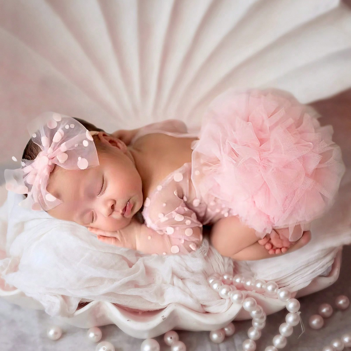 Ylsteed rosa bolinhas recém-nascido fotografia macacão com arco bandana bebê menina photoshoot outfits 1 mês infantil imagem adereços