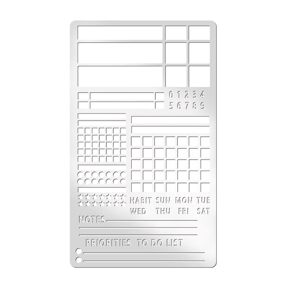 Règle gabarit vintage en acier inoxydable, creuse, pour marque-page DIY, portable, double face, pour scrapbooking