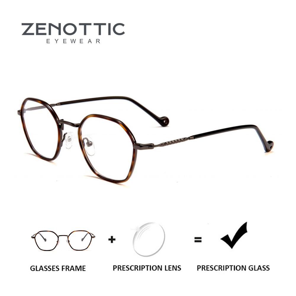 แว่นตาตามใบสั่งแพทย์ ZENOTTIC สำหรับกรอบโลหะโพลสำหรับทุกเพศพร้อมเลนส์แก้ไขการมองเห็นแบบกรองแสงสีฟ้า