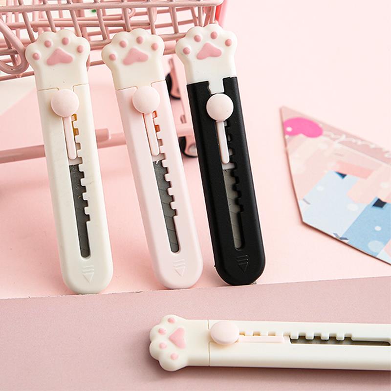 Mini cuchillo multiusos con forma de pata de gato, cortador de caja abierta Kawaii con forma de pata de gato, abridor de sobres y cartas, cuchillo para correo, suministros escolares y de oficina