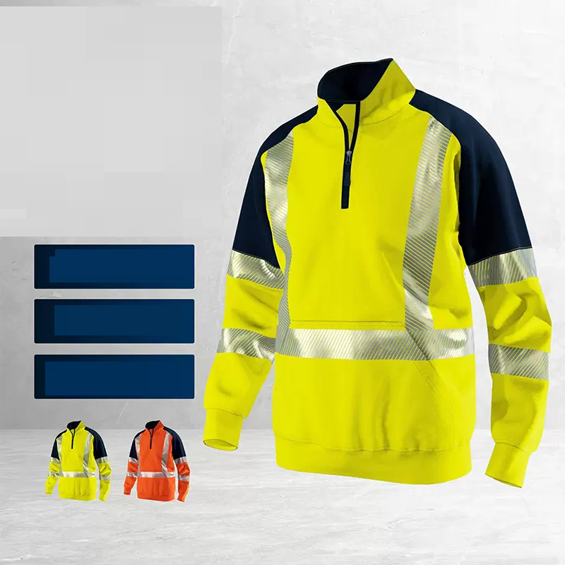 Männer Hi Vis Viz Sicherheit Tops Sicherheit Pullover Hoodies Hohe Sichtbarkeit Arbeitskleidung Warme Fleece Reflektierende Sweatshirt Jacke Winter