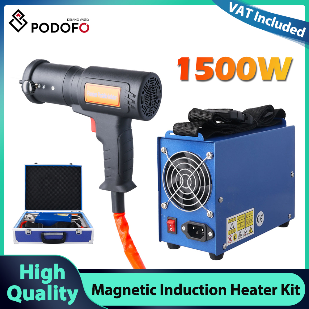 Aquecedor de Porcas Portátil Podofo Tipo Split 1500W com 3 Bobinas e 1 Cabo Grátis - Kit Aquecedor por Indução Magnética e Ferramenta Removedora Magnética Portátil