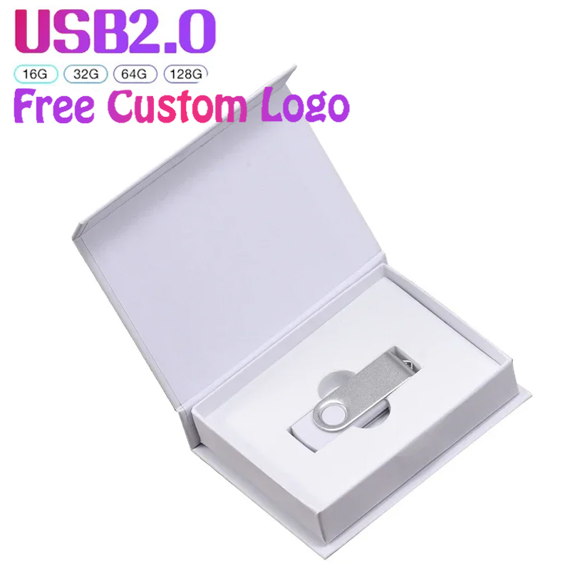 Confezione regalo personalizzata Il logo per Pen Drive gratuito Chiavetta USB con capacità reale Memory Stick nero Stampa a colori Disco U da 64 GB/32 GB