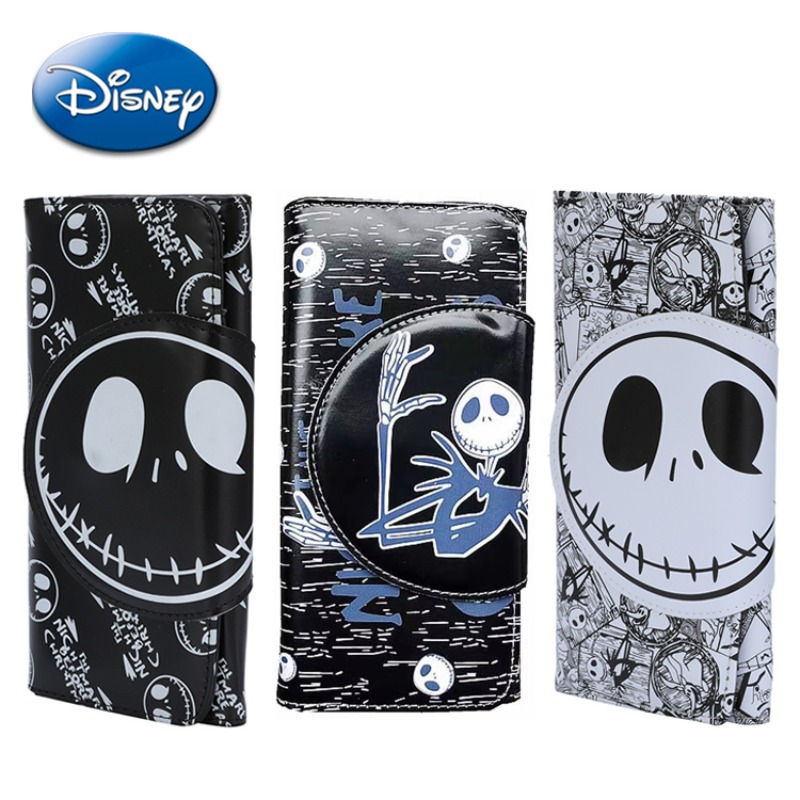 Disney The Nightmare Before Christmas Leather Wallet Jack Skellington Cartoon Figures MultiFunction Money Bag Men Women Gifts
