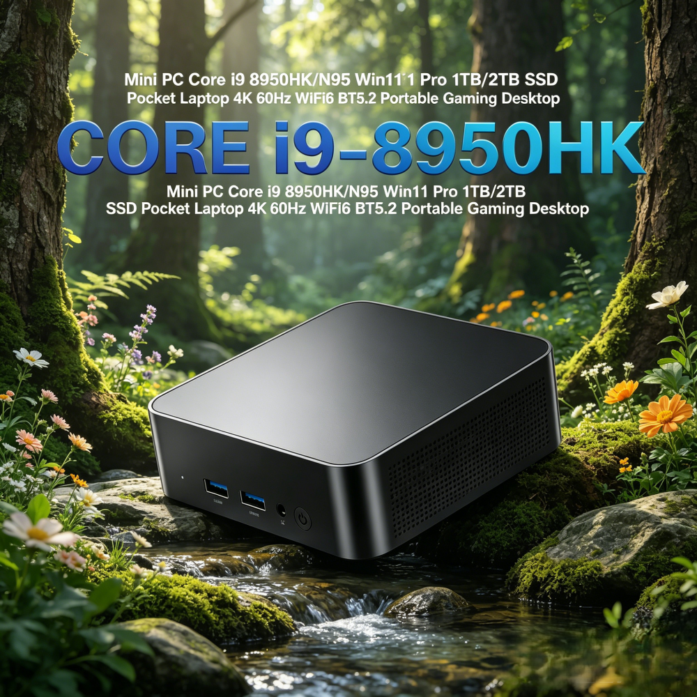 Mini PC Core i9 8950HK/N95 Win11 Pro 1TB/2TB SSD Pocket Laptop 4K 60Hz WiFi6 BT5.2 Portable Gaming Desktop
