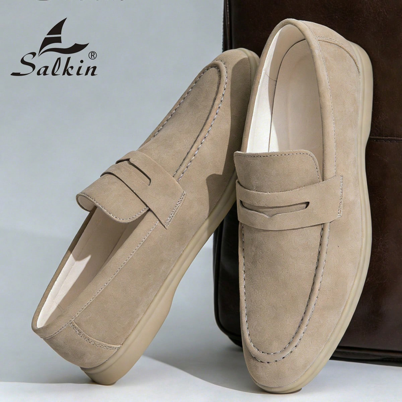 Klassiekers Suède herenschoenen Instappers Preppy Zacht Ademend Platte schoenen Antislip Dagelijkse mode Casual Outdoor Sneakers
