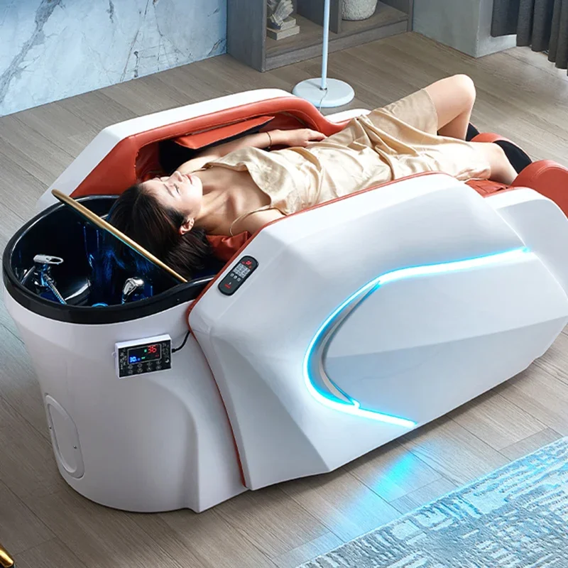 Cama de champú para masaje eléctrico, silla de peluquería con circulación de agua, Spa chino, cuenco de champú para uñas, muebles comerciales