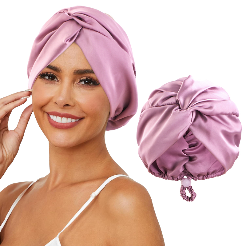 Nieuwe Zijden Tulband Mutsen Voor Vrouwen Verstelbare Gedraaide Slapen Nachtmuts Stretch Chemo Hoofd Wrap Cap Voor Krullende Dames