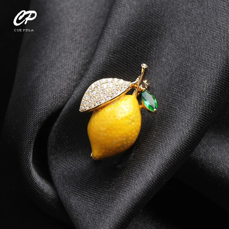 เคลือบสีเหลืองมะนาวเข็มกลัดสําหรับงานแต่งงานของผู้หญิงสีส้ม Causal เข็มกลัด Pins ของขวัญ