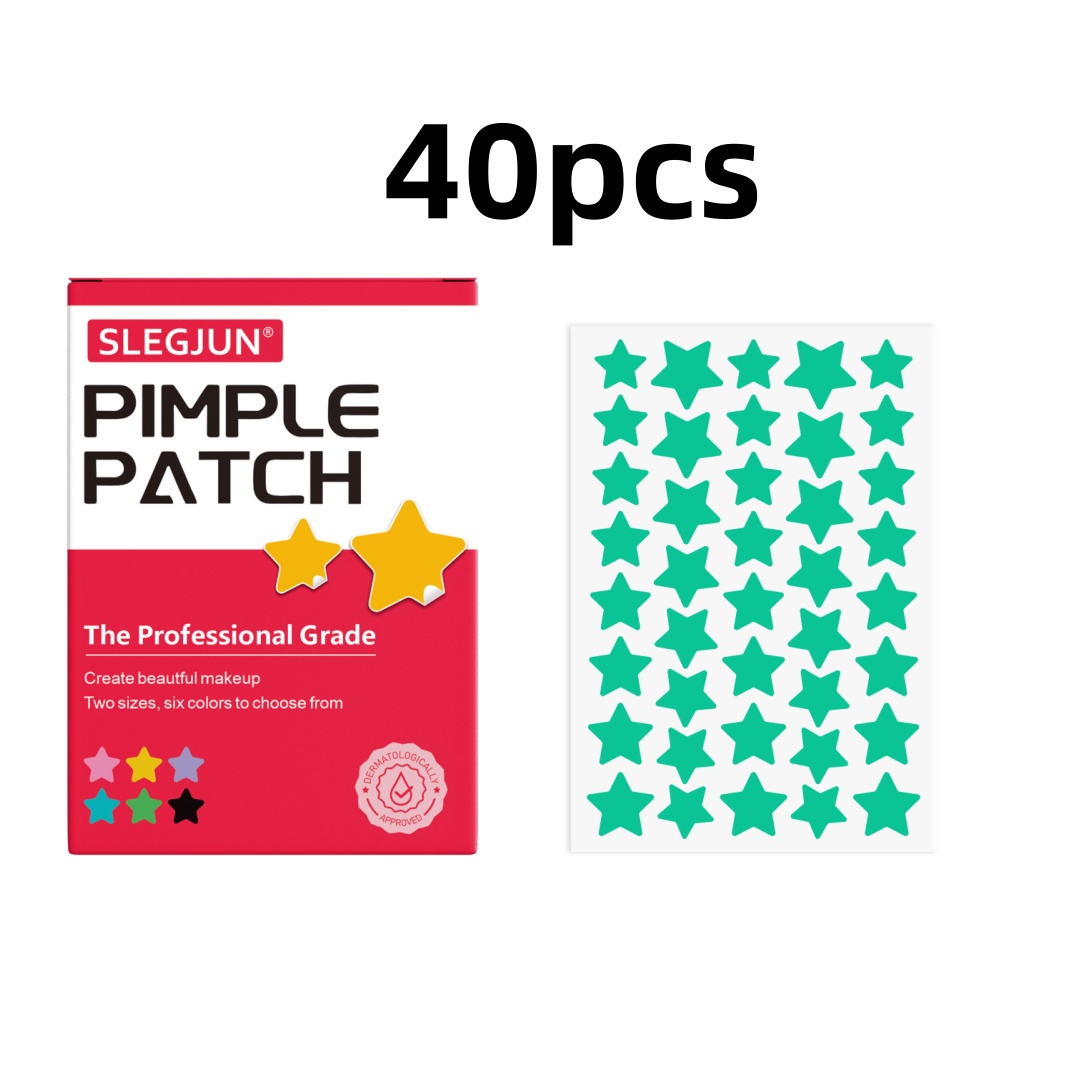 40 peças de remendos de acne estrela multicoloridos, remendos de acne facial, remendos de acne corretivos e remendos de espinhas, ultrafinos.