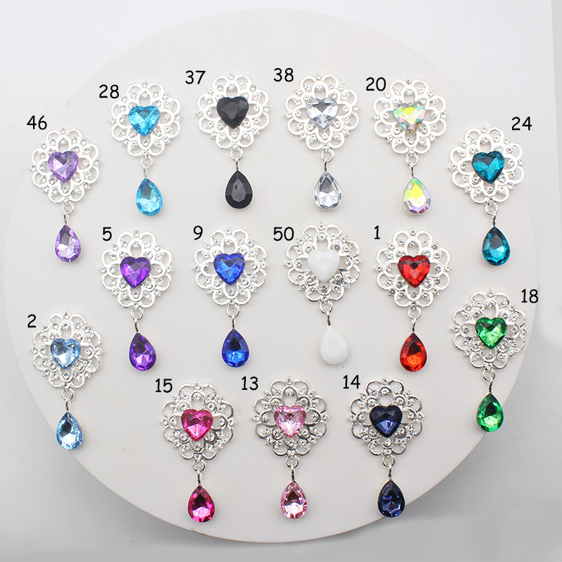 10 stücke/charge 52*28mm Herz Anhänger Nähen Tasten Für Kleidung DIY Handgemachte Strass Für Hand Haar zubehör
