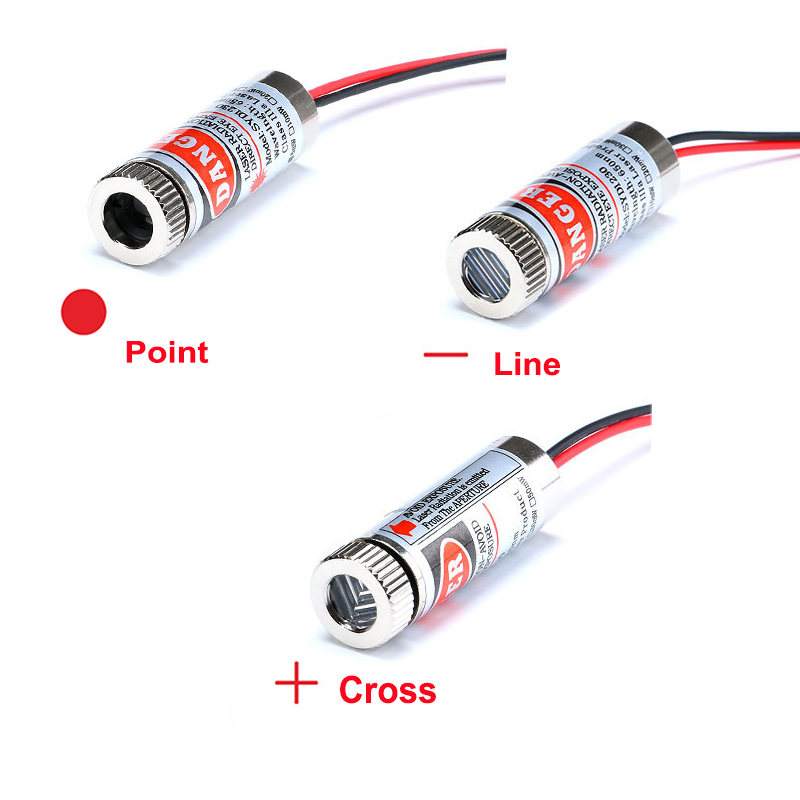 Tête de Module Laser ligne/croix/point rouge 650nm 5mW, faisceau réglable 3-5V 12MM, lentille en verre, tête de Diode focalisable, classe industrielle