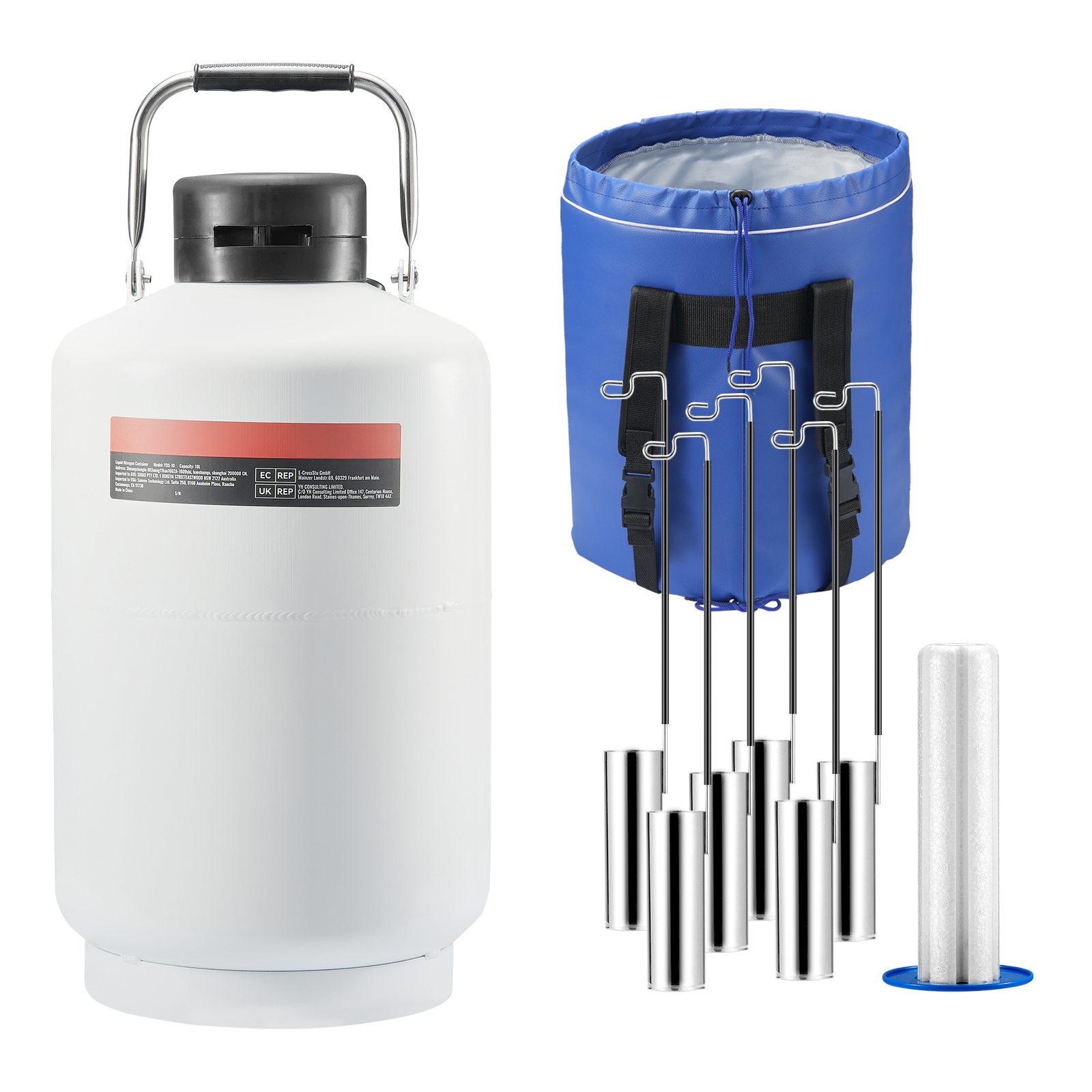 SucceBuy Flüssigkeitsstickstoff-Tank, 30 l, Aluminiumlegierung, flüssiger Stickstoff, LN2-Tank, Dewar, Schönheitsindustrie, Sperma, Konservierung, wissenschaftlich