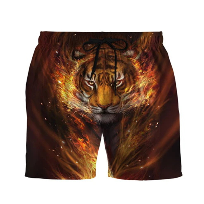 Summer Men 3D Print Fashion Cool Tiger Pattern Board Hawaii Short Pants Casual Man Beach Shorts Men's Streetwear Swimming Trunk