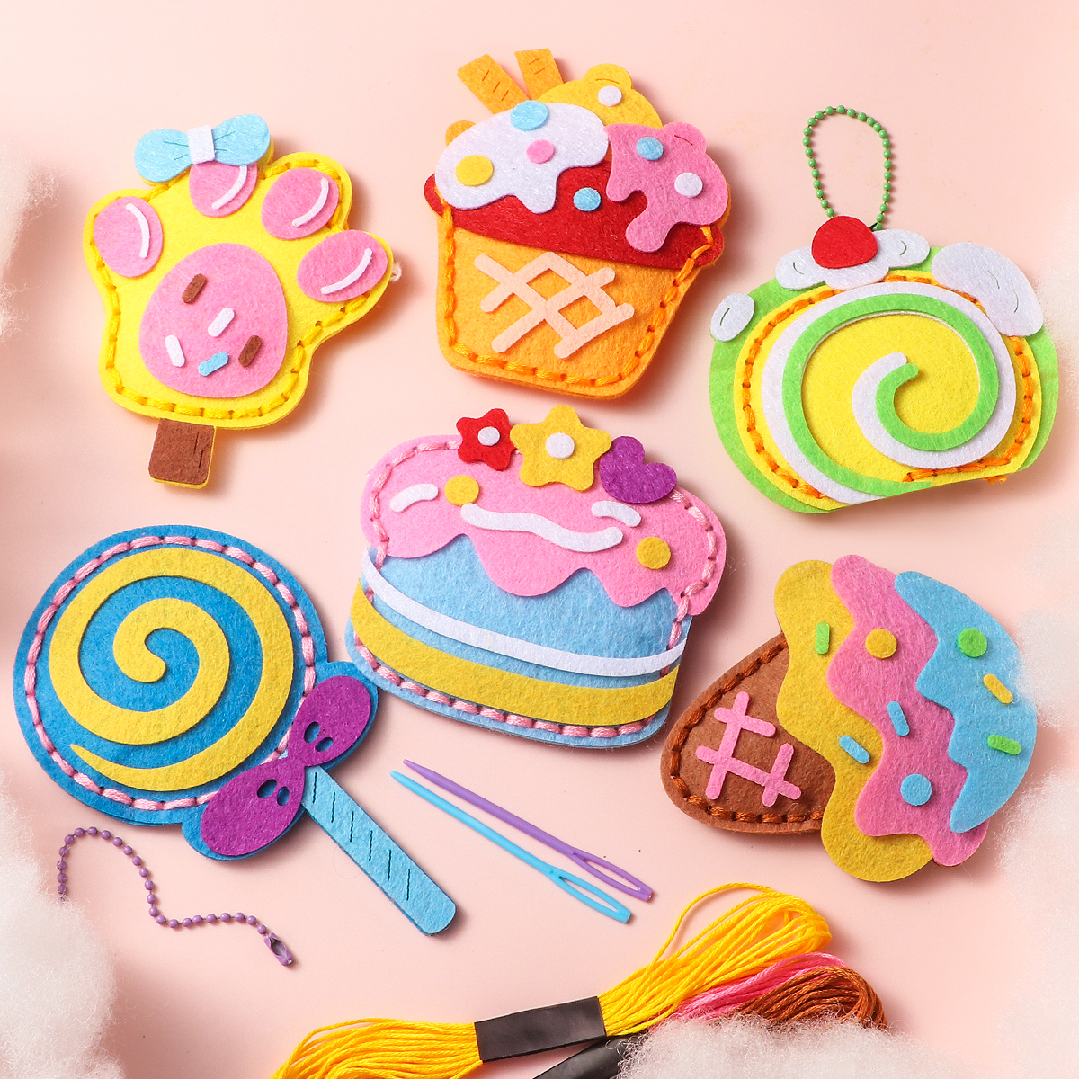 Zestaw do szycia DIY Cute Dessert Cake - 6-częściowy zestaw do szycia portfela |   Kreatywny prezent ręcznie robiony dla dziewczynek, zabawa urodzinowa najlepszych przyjaciółek