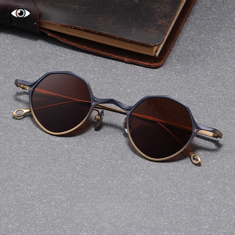 Lunettes de soleil rétro en titane pur ultra-légères, polarisées UV400, monture petite, pour hommes et femmes, protection contre le soleil, lunettes de conduite