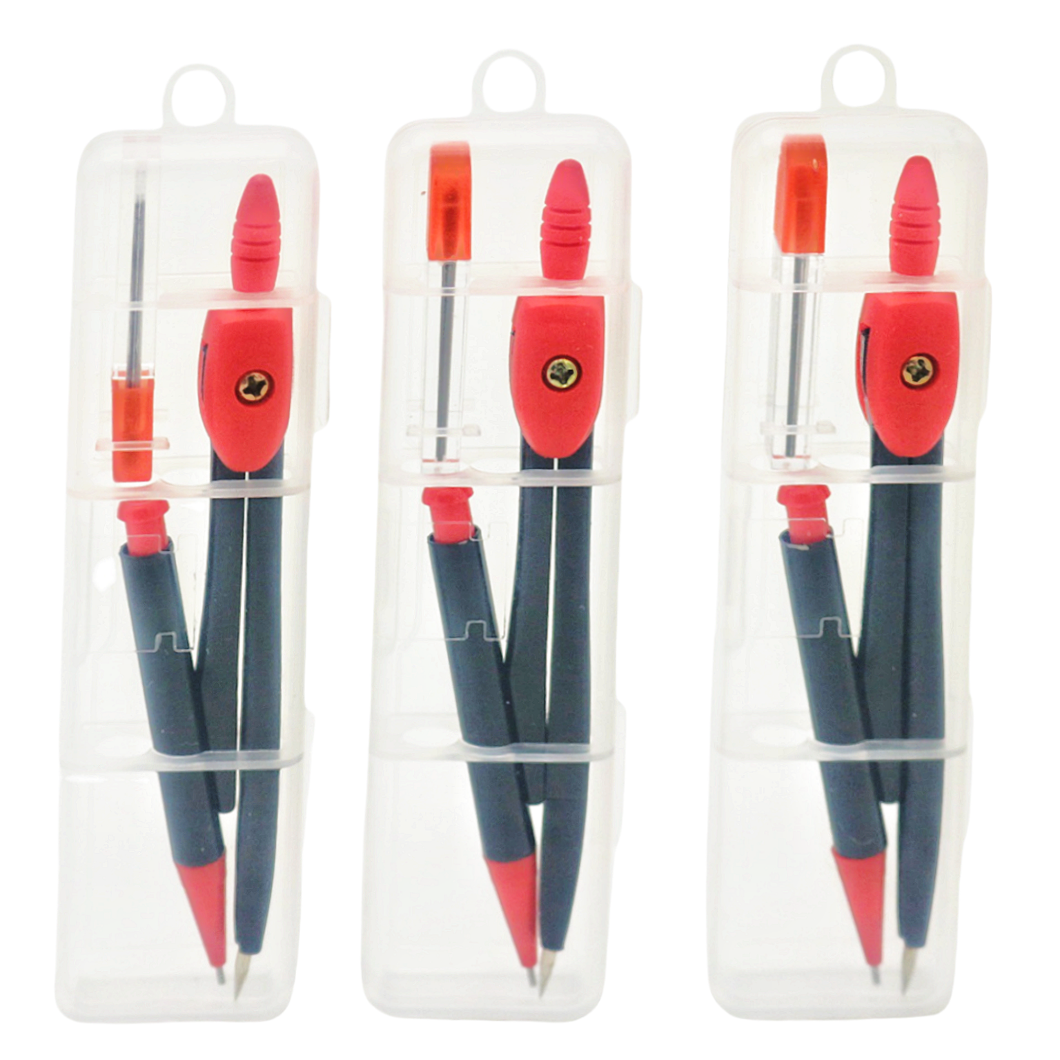 Ensemble de compas rouges avec noyau de plomb automatique, instrument de dessin pour étudiants, qualité en métal