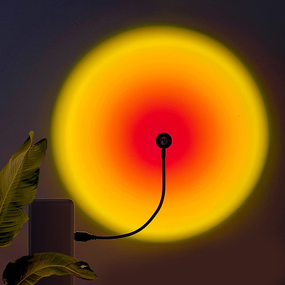 Lámpara de puesta de sol con USB, proyector de luz nocturna de neón de arco iris, iluminación de Ambiente de pared para dormitorio, decoración de habitación, luces nocturnas