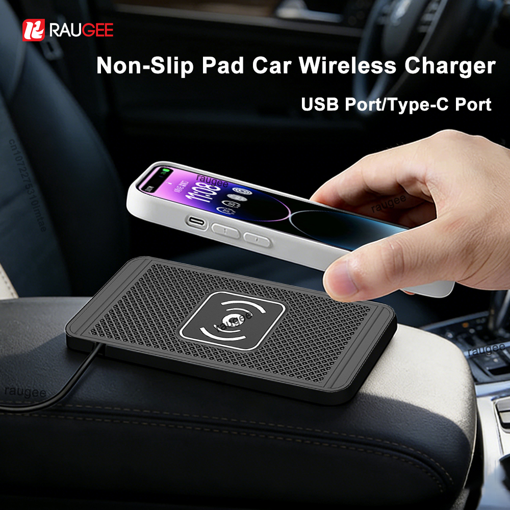 Draadloze autolader voor iPhone 17 16 15 Samsung S25 S24 Xiaomi autotelefoonlader siliconen antislip pad inductielader