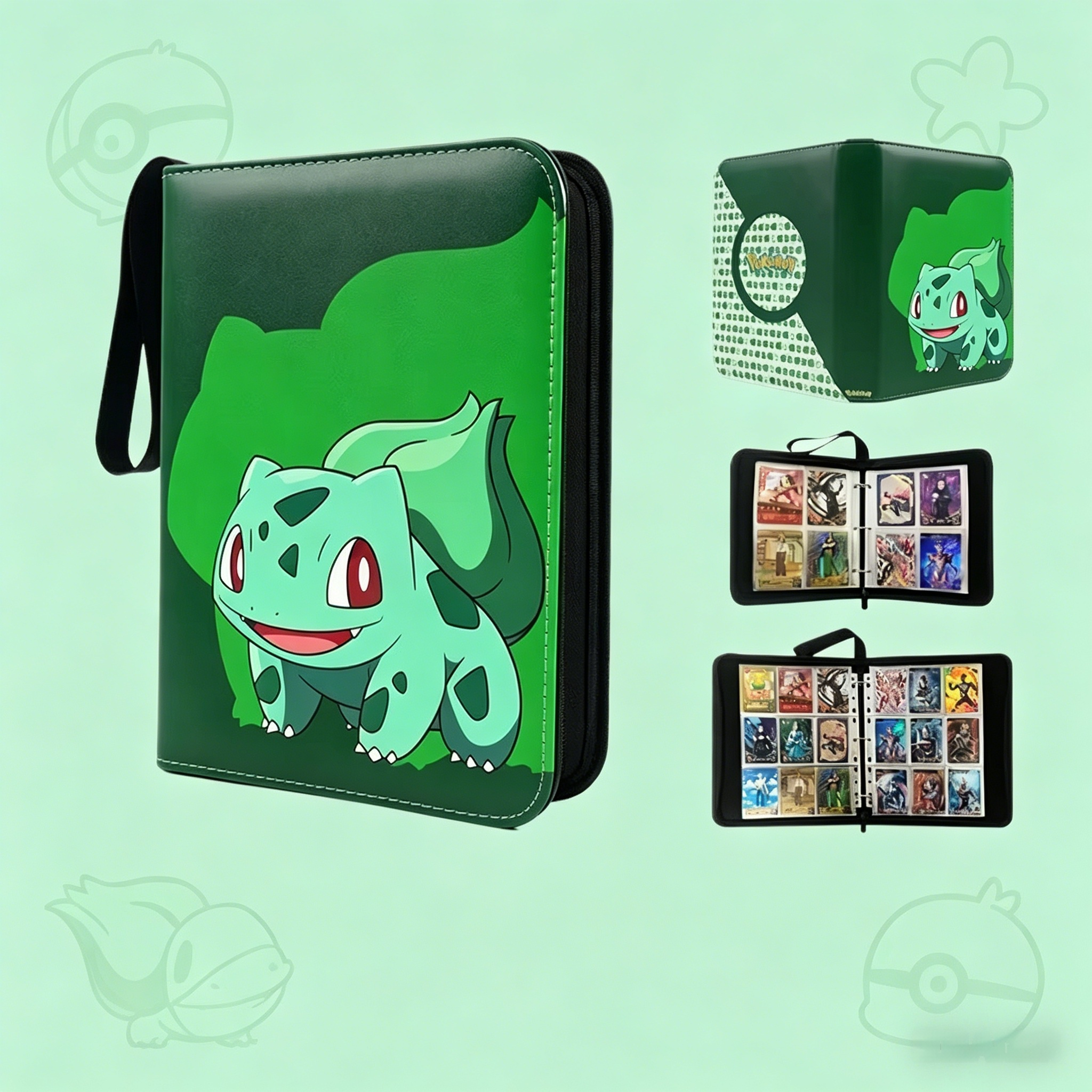 Classeur de cartes Squirtle Bulbasaur, Album photo Anime, Porte-cartes de figurines en PU à fermeture éclair pour cartes détachées, Sac de rangement, Accessoire de jouet, Cadeau