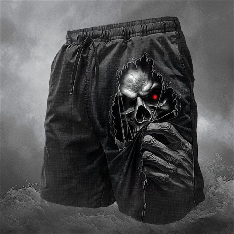 Herenmode horror schedelpatroon strandshorts zomer 3D-geprinte zwembroeken losse streetwear hiphop korte broeken