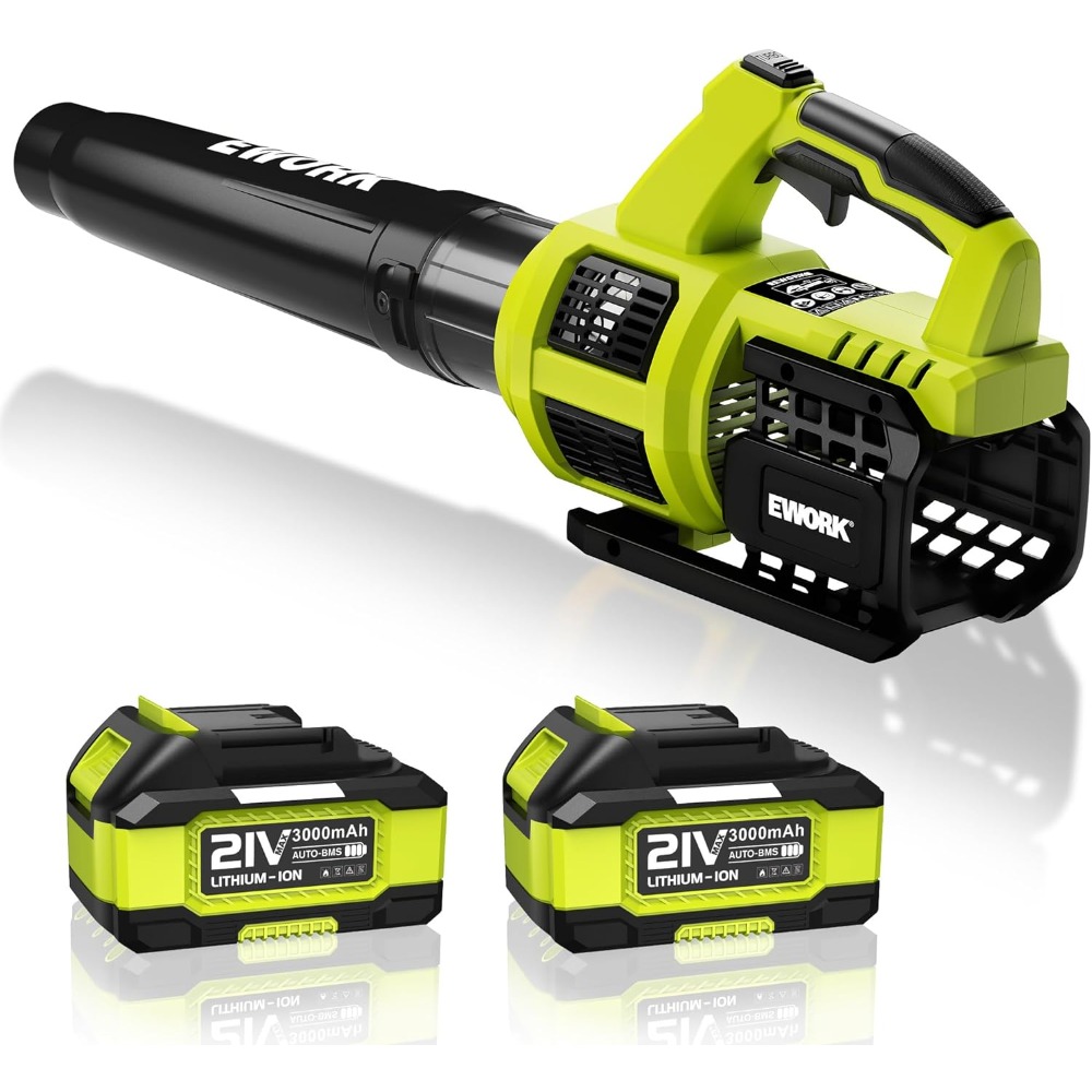 Draadloze bladblazer 550 CFM met turbomodus, 2 accu's en snellader, lichtgewicht elektrische bladblazer voor gazon, bladeren en patio