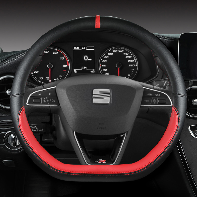 Кожаный чехол на руль автомобиля из микрофибры, нескользящий 38 см для Seat Tarraco Arona Ateca Ibiza Toledo Mii Leon Arosa Exeo ST FR