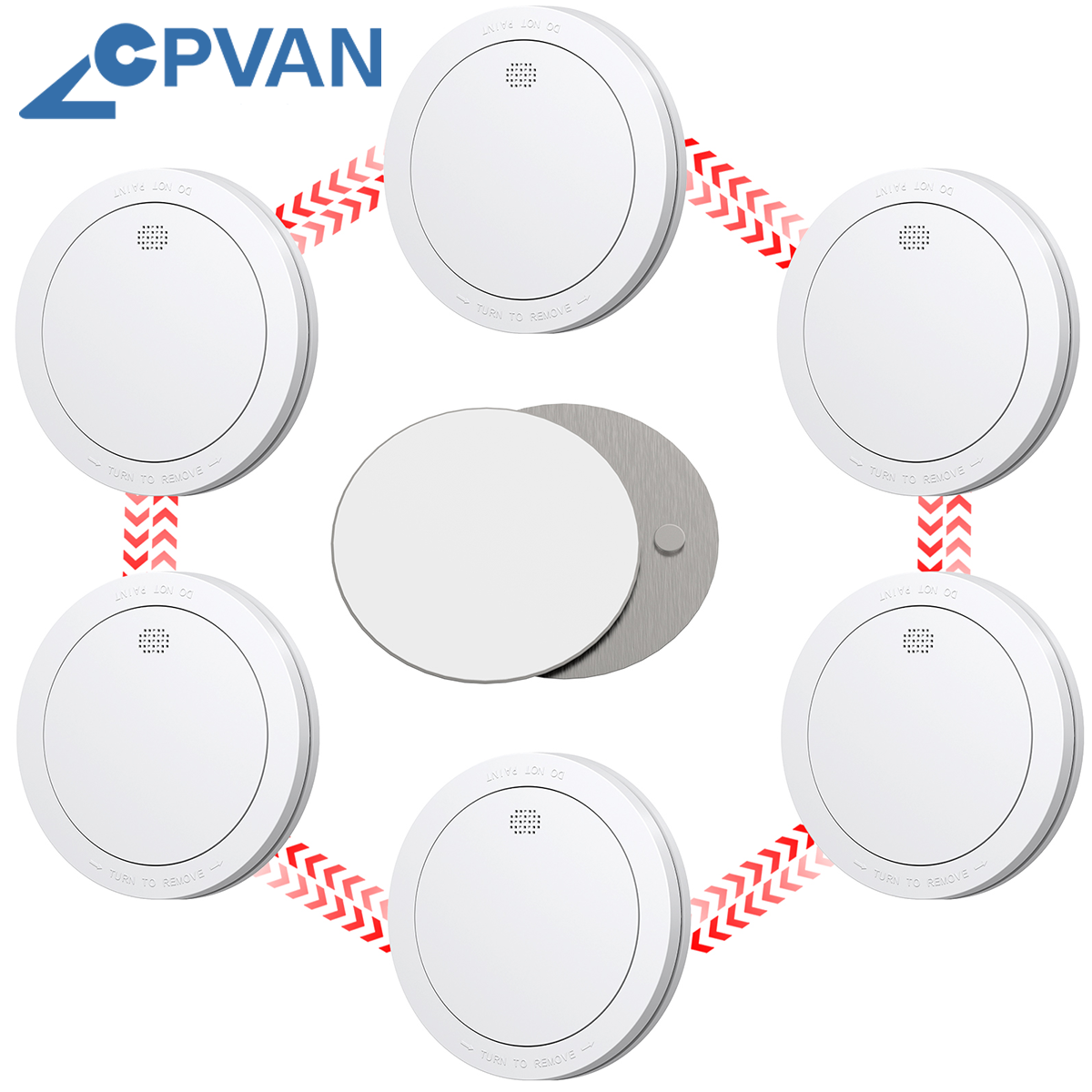 CPVAN-Detector de humo de interconexión, alarma de incendios inalámbrica en red, protección de seguridad para el hogar, EN14604, 85dB, batería de 10 años