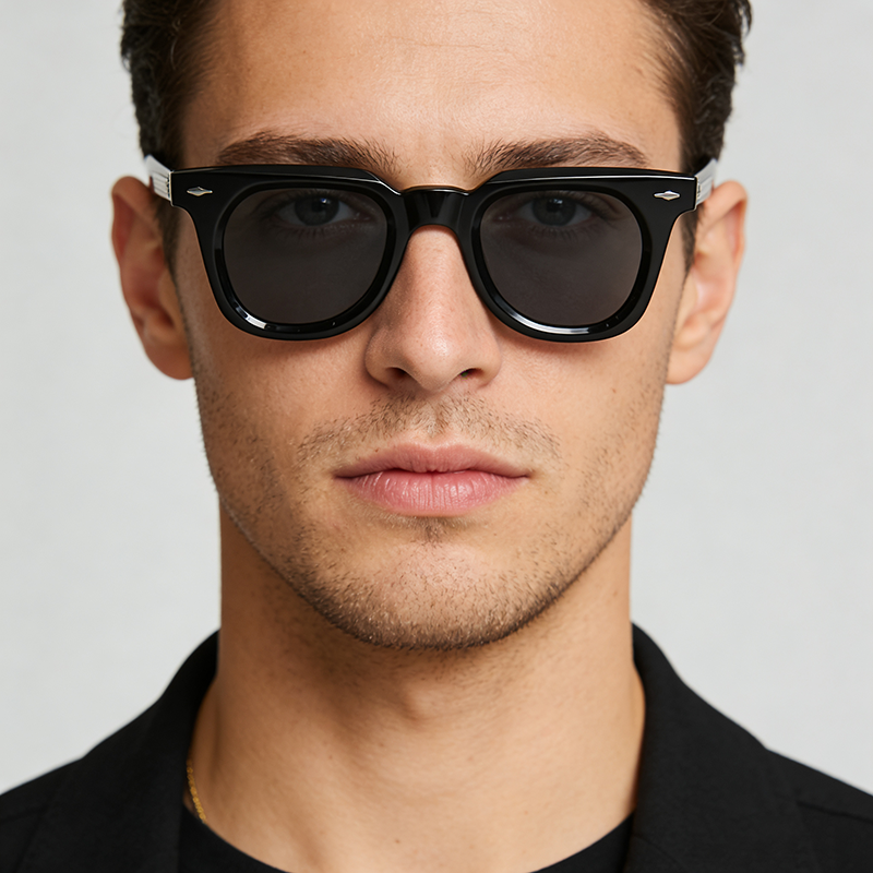 Gafas de Sol de Acetato Clásicas de Diseñador de Marca de Lujo, Gafas de Sol Retro de Alta Calidad para Hombre, Gafas de Moda para Hombre para Exteriores de 148 mm