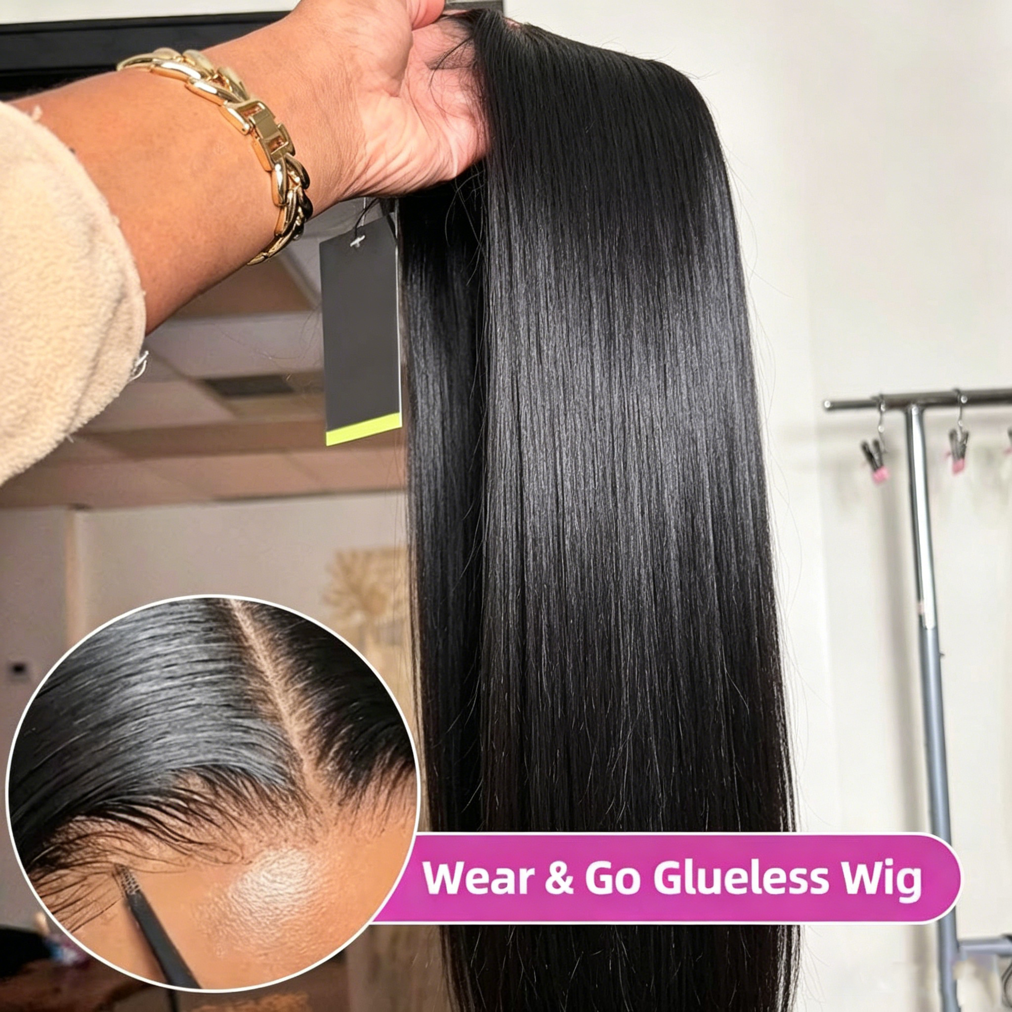 Peluca Smilegirl sin pegamento, lista para usar, de cabello humano, corta y lisa, con encaje frontal, pre-cortada, cabello brasileño, peluca con cierre de encaje HD 4x4 5x5