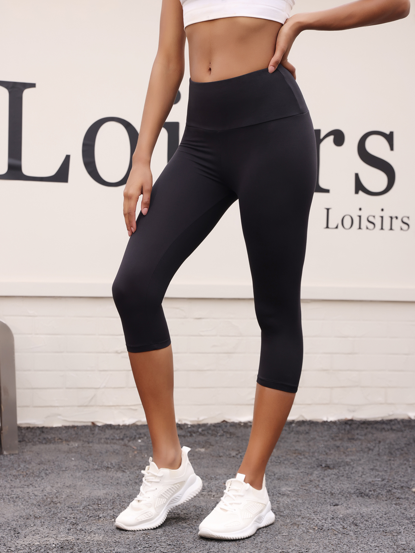 Damskie spodnie Capri z wysokim stanem Super miękkie, nie prześwitujące legginsy sportowe do ćwiczeń i jogi Push Up Gym Fitness Running
