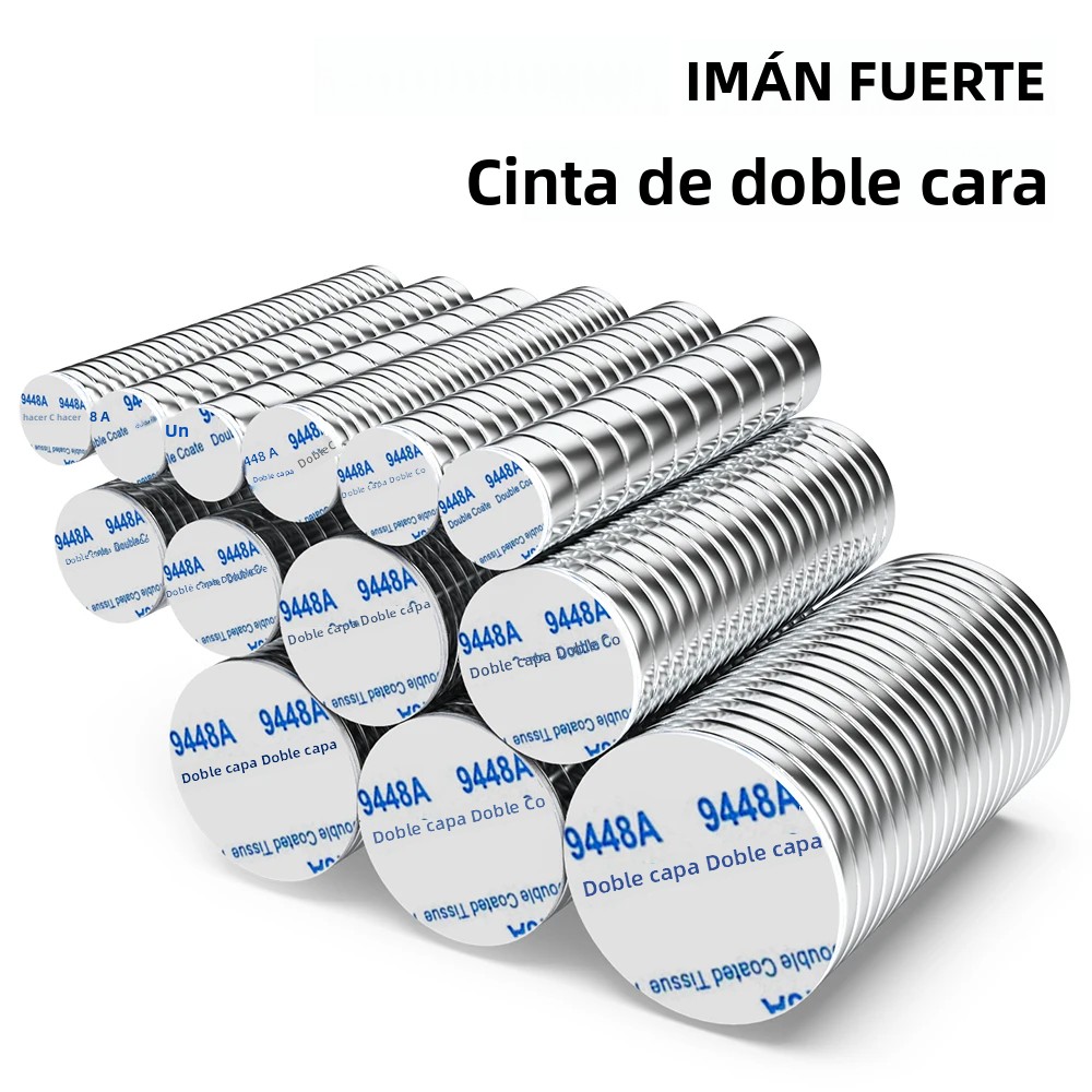 Imán de Neodimio Superpotente con Adhesivo de Doble Cara, Imán Redondo NdFeB N35, Imanes Magnéticos Permanentes Fuertes para Refrigerador