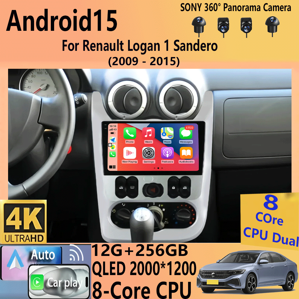 Radio de coche Android 15 para Renault Logan 1 Sandero 2009 - 2015 para Dacia Duster 2010 - 2017 reproductor de vídeo Multimedia navegación s