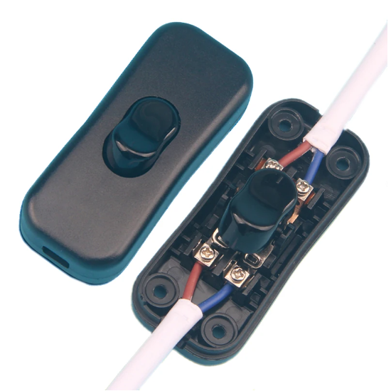 Aan/uit inline-schakelaar KCD-303 Boottype tuimelschakelaar Zwart inline tafellamp Tafellamp snoer KCD1-112 Kabelschakelaar 110-250V