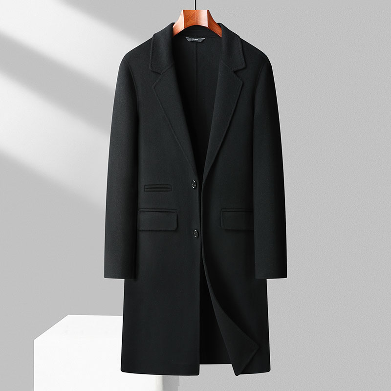 Klassischer langer Wollmantel für Herren, Frühling, Herbst und Winter, Business-Casual-Top, Mantel, knielang, Windjacke aus 100 % Wolle