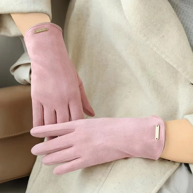 女性用タッチスクリーングローブ,ミトン,カシミア,モノクロ,サイクリング,運転,防風,薄い,スエード,エレガント,暖かい,秋,冬