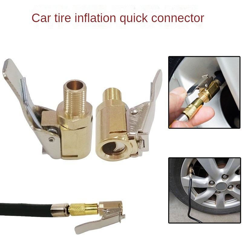 Portabrocas de aire para neumáticos de coche, bomba de inflado, conector de válvula, adaptador con Clip, rueda de neumático de latón de 8mm, accesorios para coche