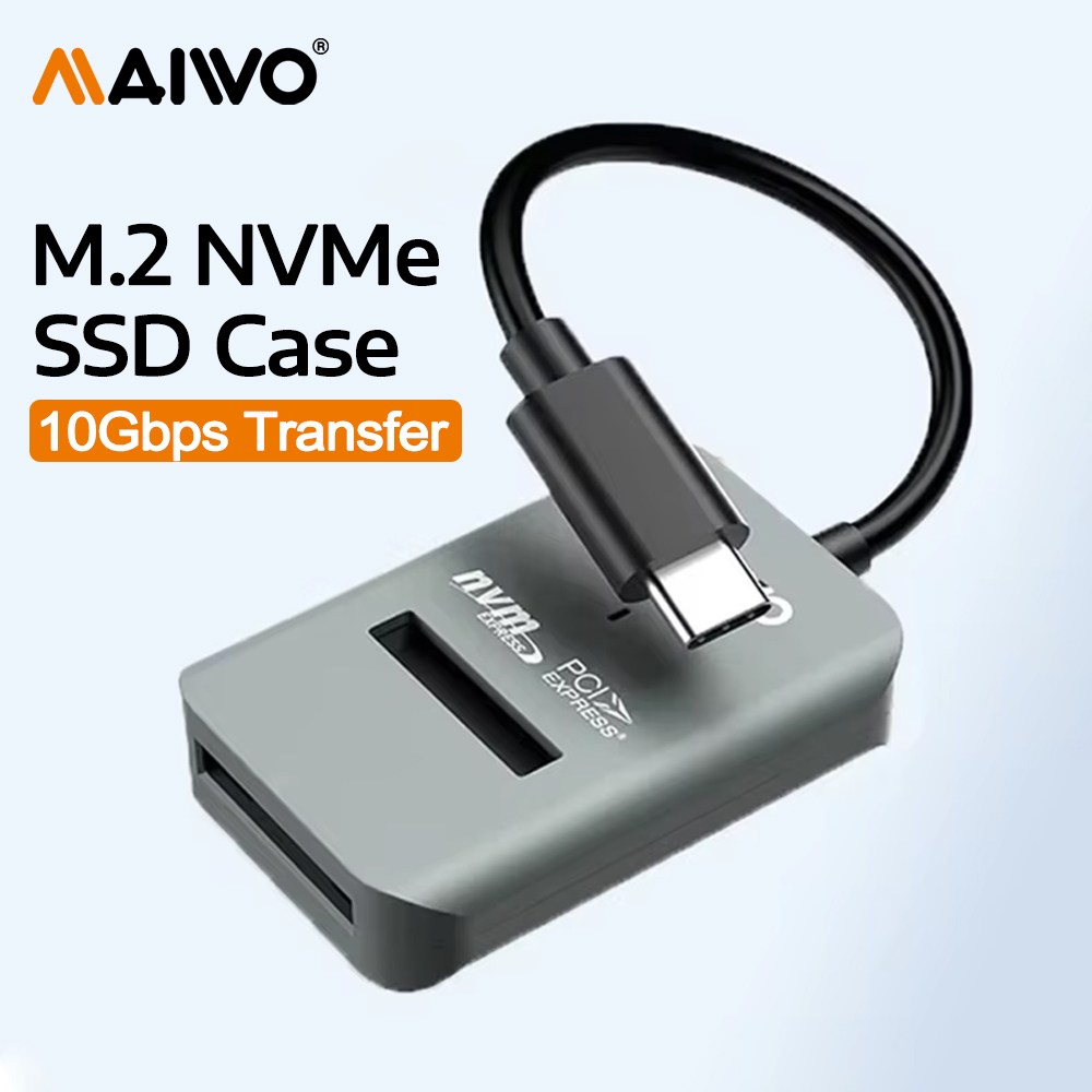 Корпус SSD MAIWO 10 Гбит/с M.2 NVME, корпус Type-C M2 PCIE NVME SSD-адаптер, без инструментов, поддержка твердотельных накопителей 2230/42/60/80/22110 M-Key