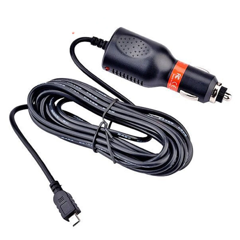 5V 2A Micro ou Mini 5pin Dash Cam adaptateur de cigarette de voiture allume-cigare chargeur 3.5m longueur de câble pour Garmin voiture GPS DVR charge
