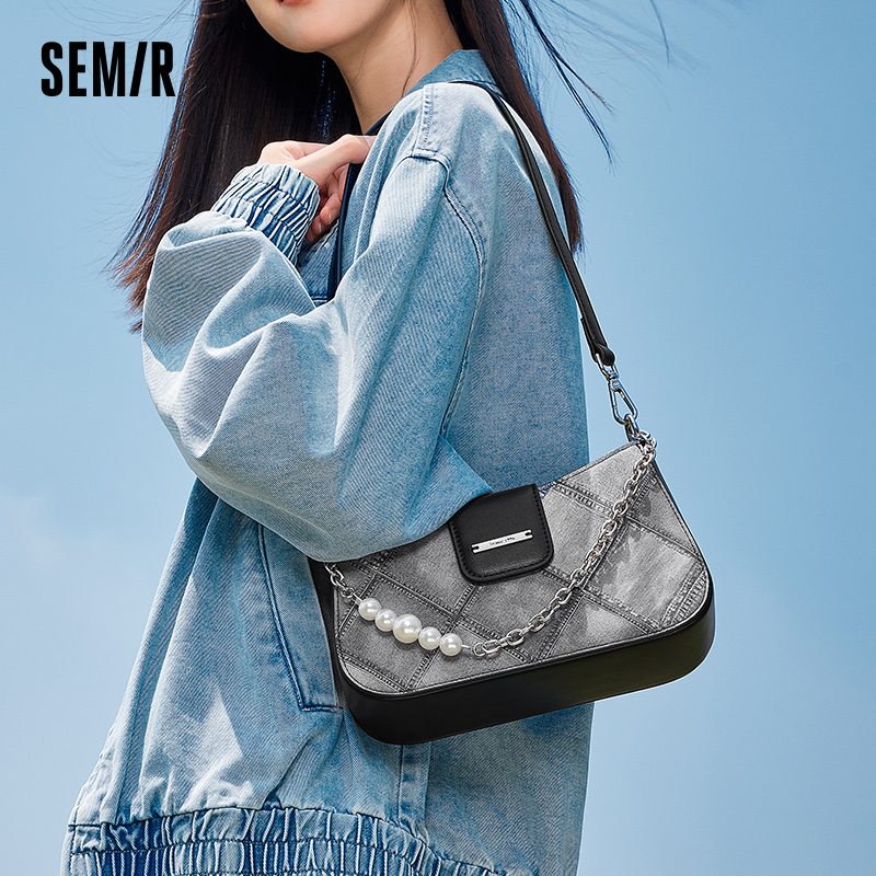 Semir Bag Women Underarm Bag High-End Fashion Diamond Pattern Stylish Shoulder Bag Elegant Womens Bag 2025 New Design