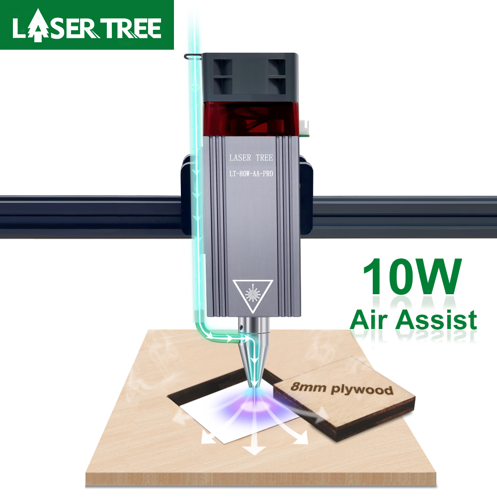 Laser tree 10w módulo laser com assistência de ar 5w cabeça de gravação a laser 450nm azul ttl cabeça laser para máquina de corte a laser cnc