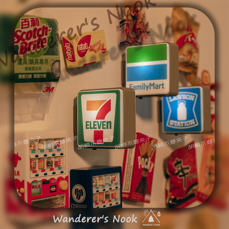 Nuevos accesorios para el hogar Japón 711, letrero ligero de Lawson familiar, imanes para nevera, decoraciones magnéticas DIY en miniatura creativas