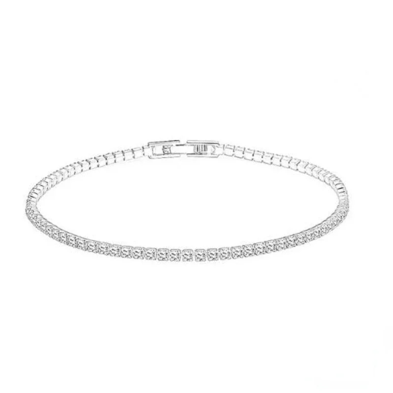 Pulsera de plata de ley 925, pulsera de tenis de 16CM a 19CM, regalo de aniversario de circonita de 2,5 MM
