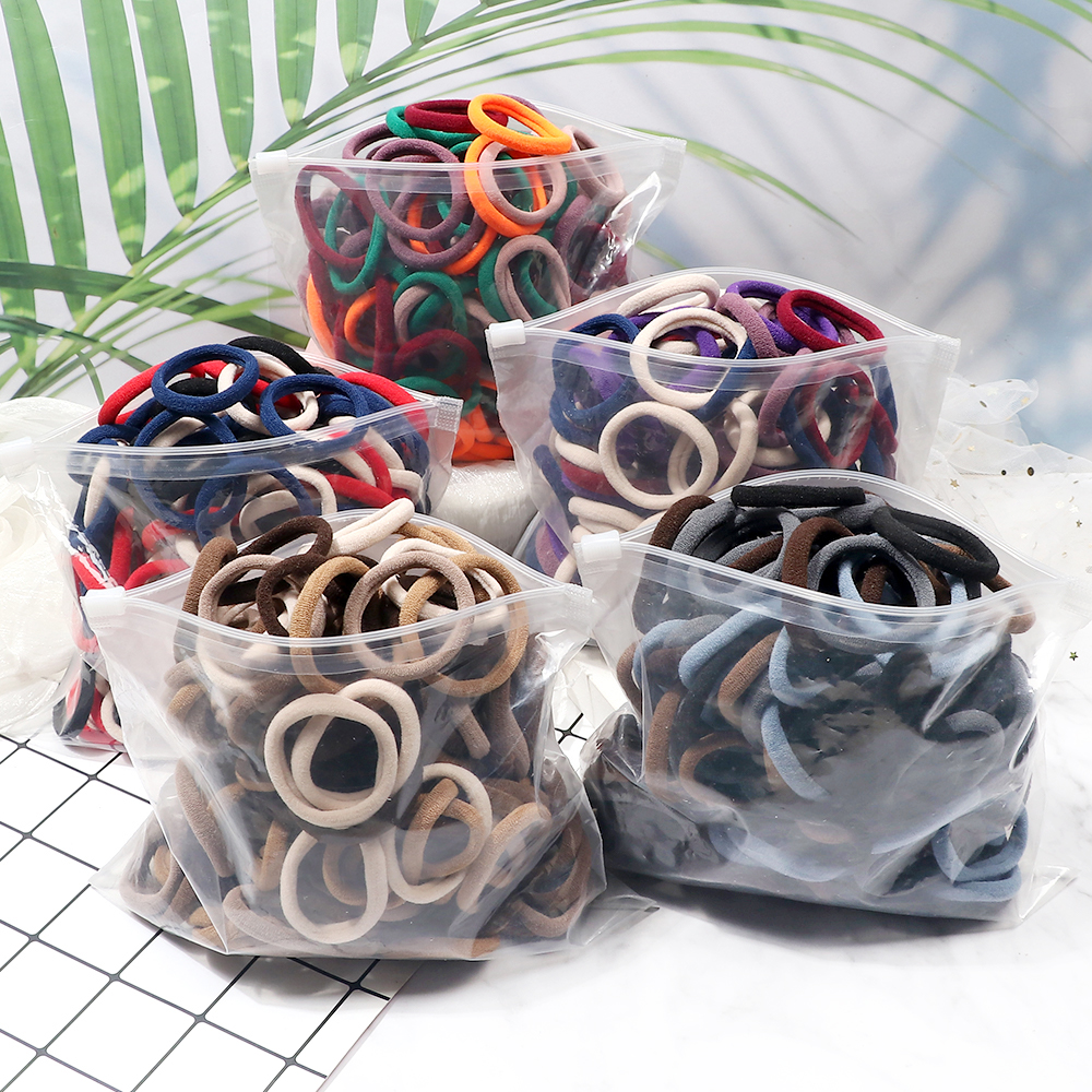 Cintas elásticas para el pelo para mujer, cinta de colores oscuros de 4cm, accesorios para el cabello para niña, tocado, no daña el cabello, venta al por mayor, 100/200 Uds.