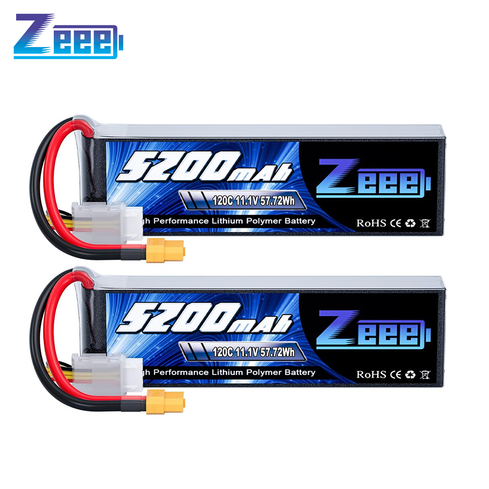 Zeee Lipo 3S FPV baterai Drone 11.1V 120C 5200mAh 152mm dengan konektor XT60 untuk mobil RC perahu pesawat model suku cadang RC